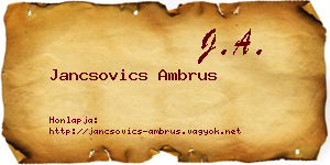 Jancsovics Ambrus névjegykártya